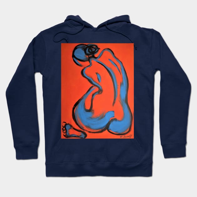 Abstracted Orange Nude Hoodie by CarmenT